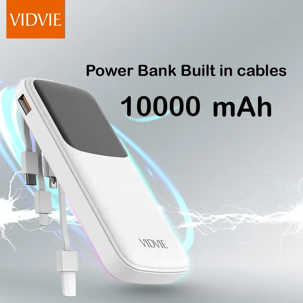 • VIDVIE PB758 Power Bank 10000 MAH Built in cables